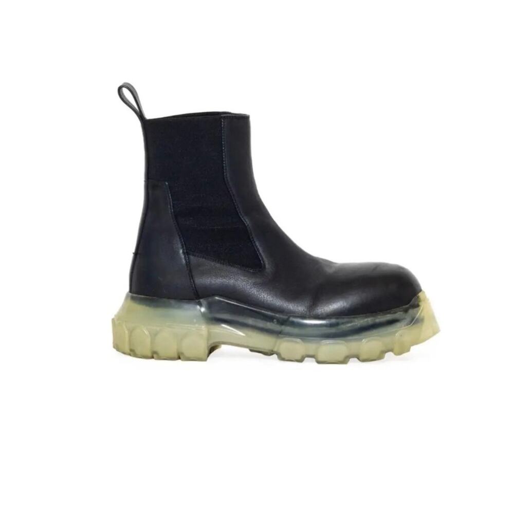 Rick Owens Beatle Bozo Tractor Boots SS21 IT 38 Black Leather Ankle Rubber Sole